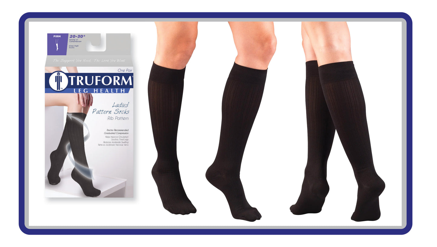 TRUFORM Damen Hosensocken Rippenmuster 20-30 mmHg