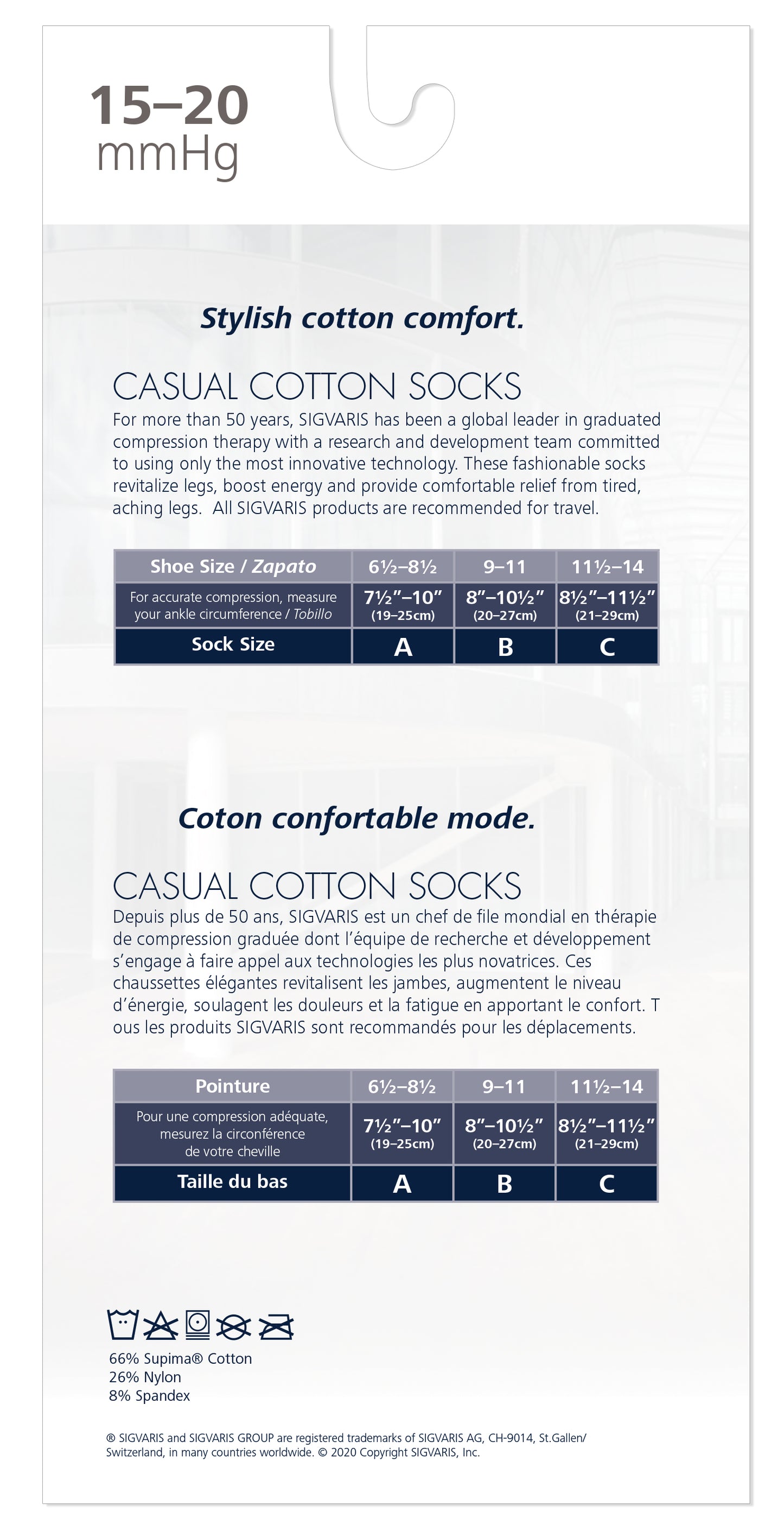 Sigvaris Casual Cotton Men's Knee High 15-20 mmHg