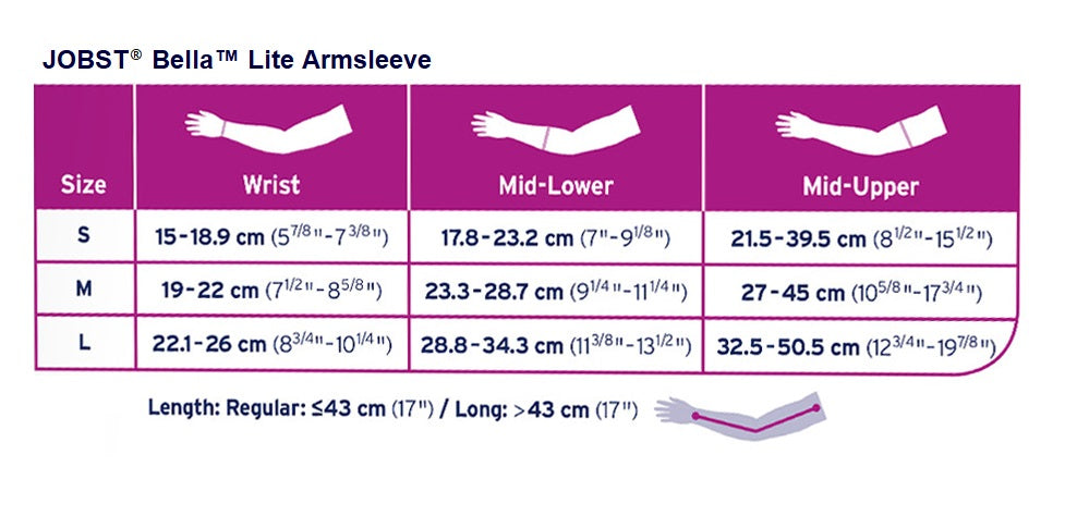 Jobst Bella Lite Arm Sleeve 20-30 mmHg w/ Silicone Dot Top Band