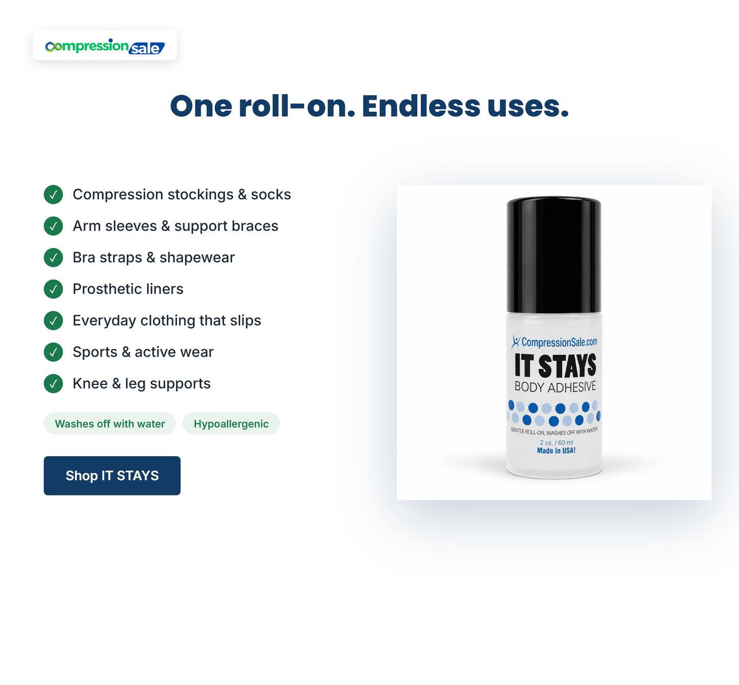 IT STAYS!® Body Adhesive 2 oz. Roll-On