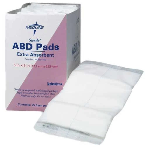 Medline Sterile Abdominal Pads, Extra Absorbent ABD Dressings - Clearance