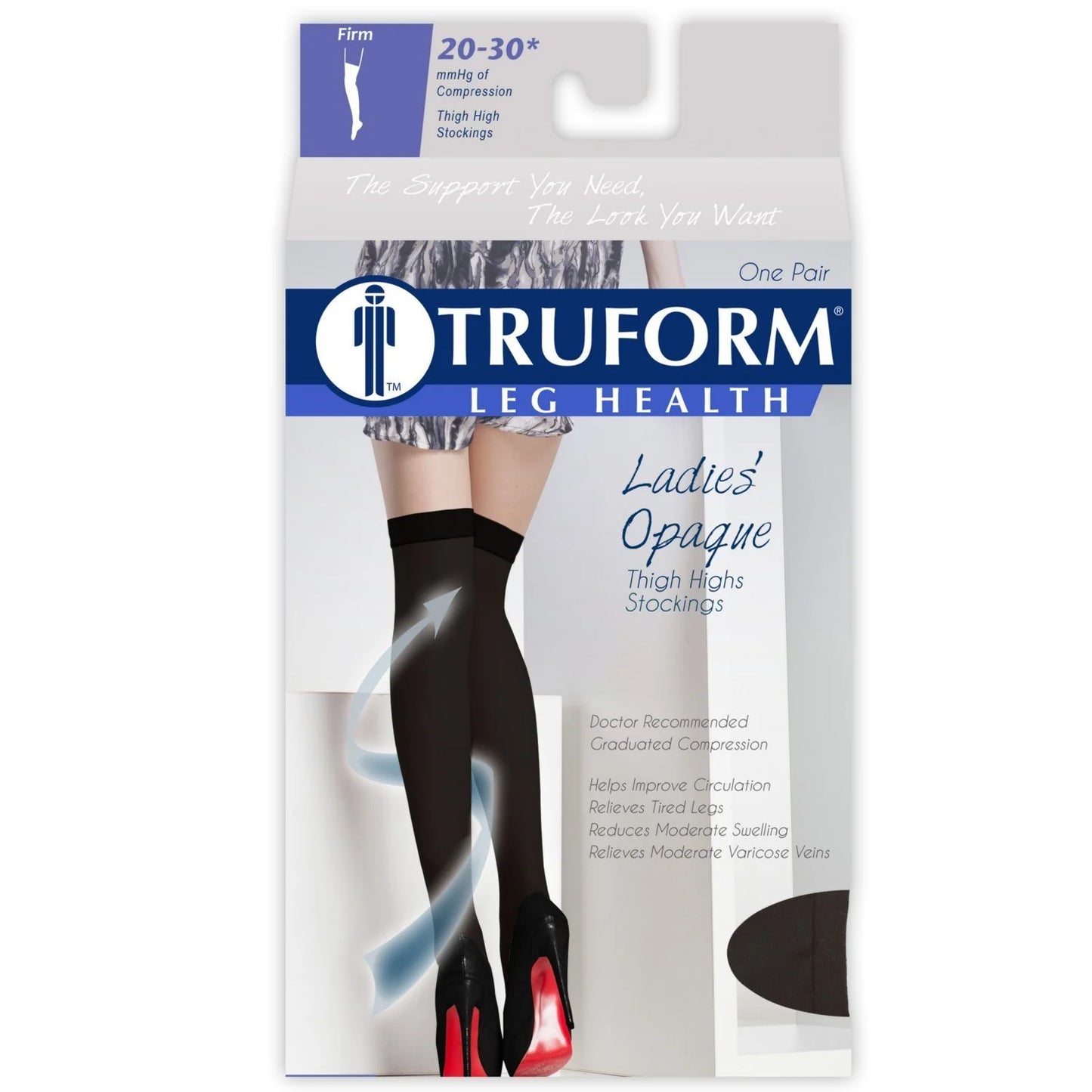 Truform leg health stockings packaging on a white background