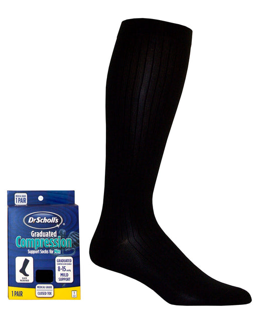 Dr. Scholl's Men's Microfiber Cotton 8-15 mmHg Closed Toe Knee Highs