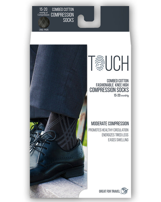 Touch Men's Argyle Pattern Knee Highs 20-30 mmHg