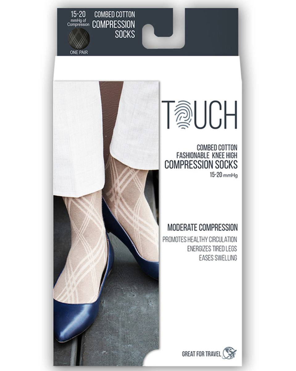 Mi-bas à motif argyle pour femme Touch 20-30 mmHg