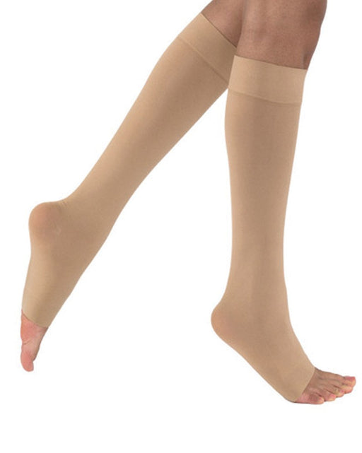 SECOND SKIN Women's Sheer OPEN TOE 15-20 mmHg Knee High Support Stockings