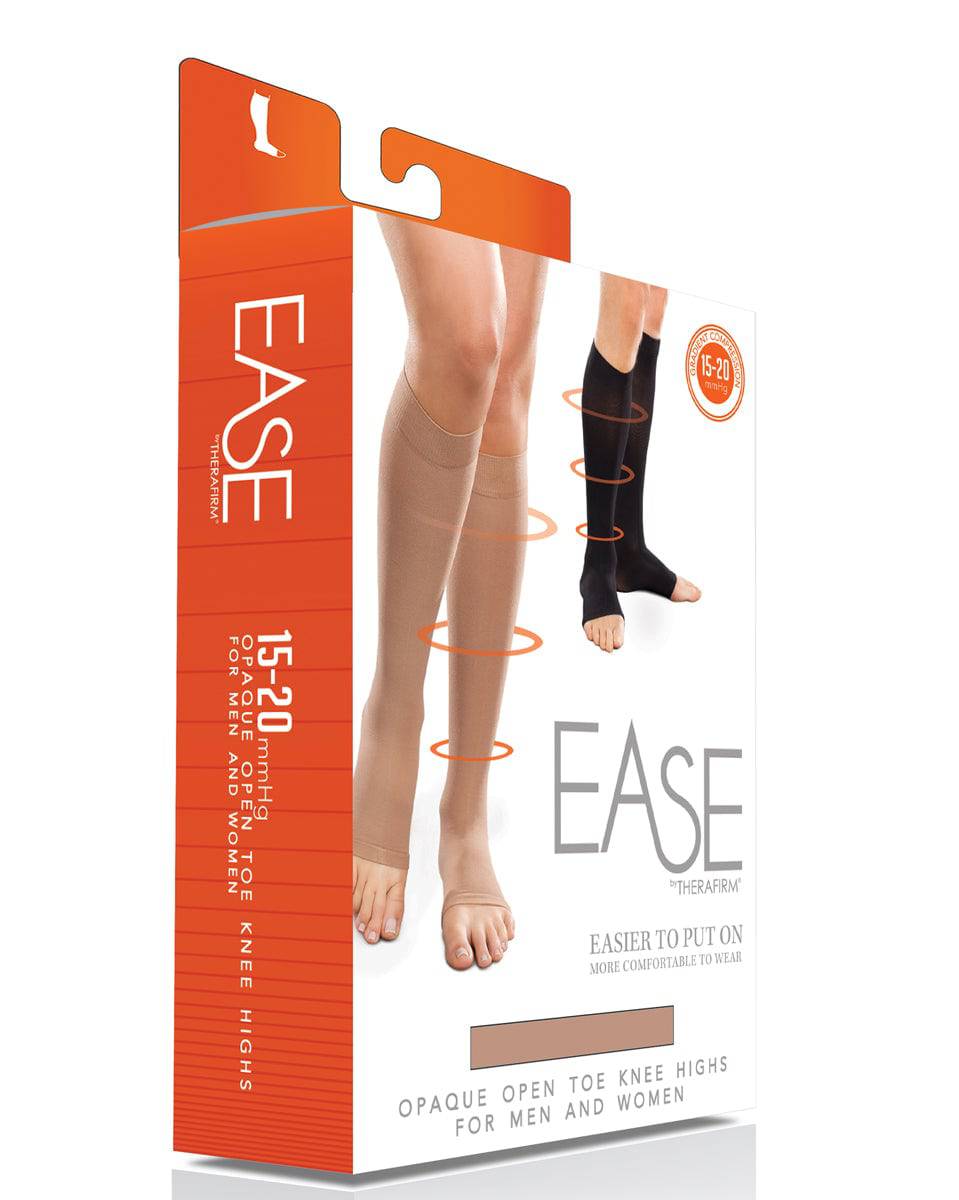 Therafirm Ease Opaque Kniestrümpfe, Unisex, offene Zehenpartie, 15–20 mmHg
