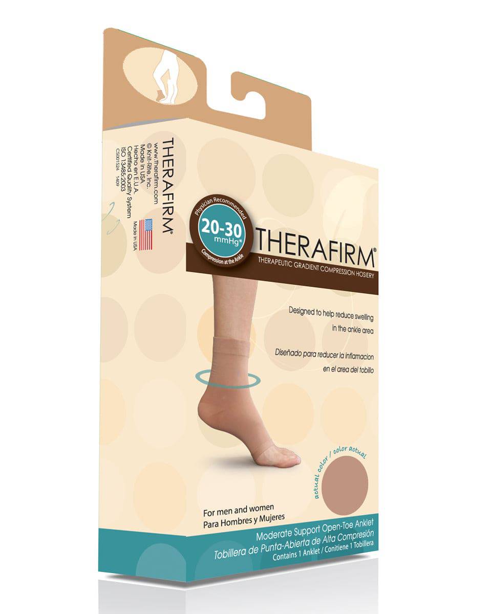Therafirm Unisex Open Toe Support Anklet SOLD AS SINGLE, 20-30 mmHg | Clearance (Final Sale)