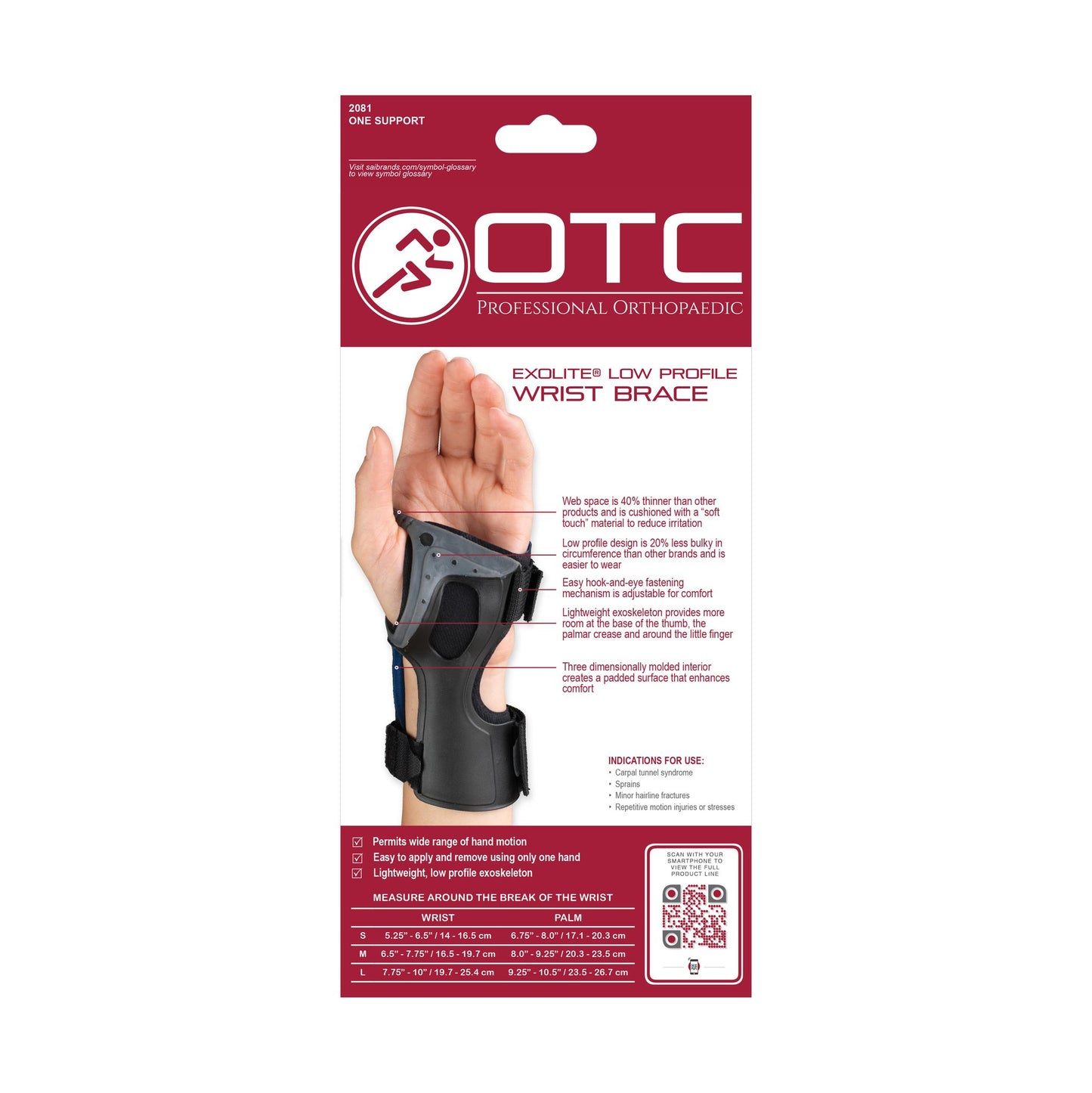 OTC WRIST BRACE LOW PROFILE - 2081