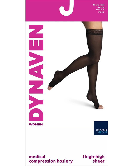Dynaven Sheer Women's 15-20 mmHg OPEN TOE Thigh High