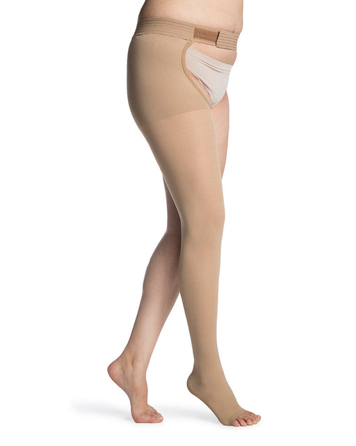 Sigvaris 860 Select Comfort Open Toe Thigh High with Waist Attachment 30-40 mmHg - 863W