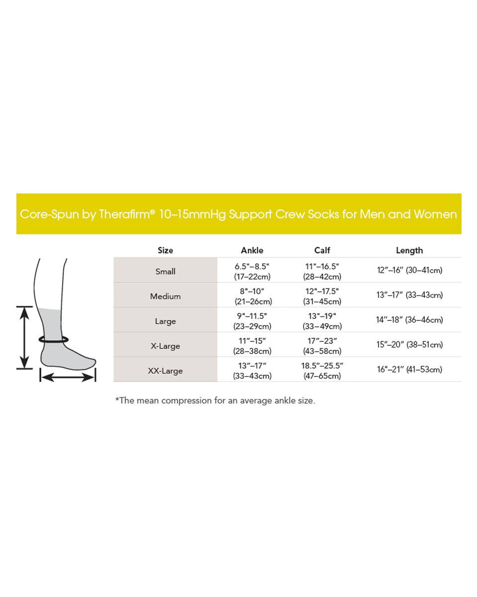 Core-Spun by Therafirm Crew Support Socks for Men & Women 10-15mmHg