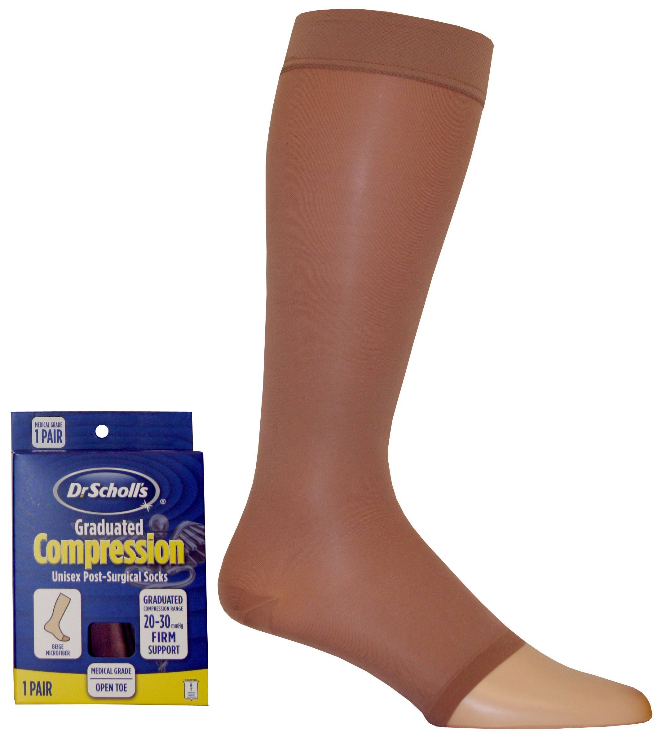 Dr. Scholl's Unisex Surgical Weight Microfiber 20-30 mmHg OPEN TOE Knee Highs