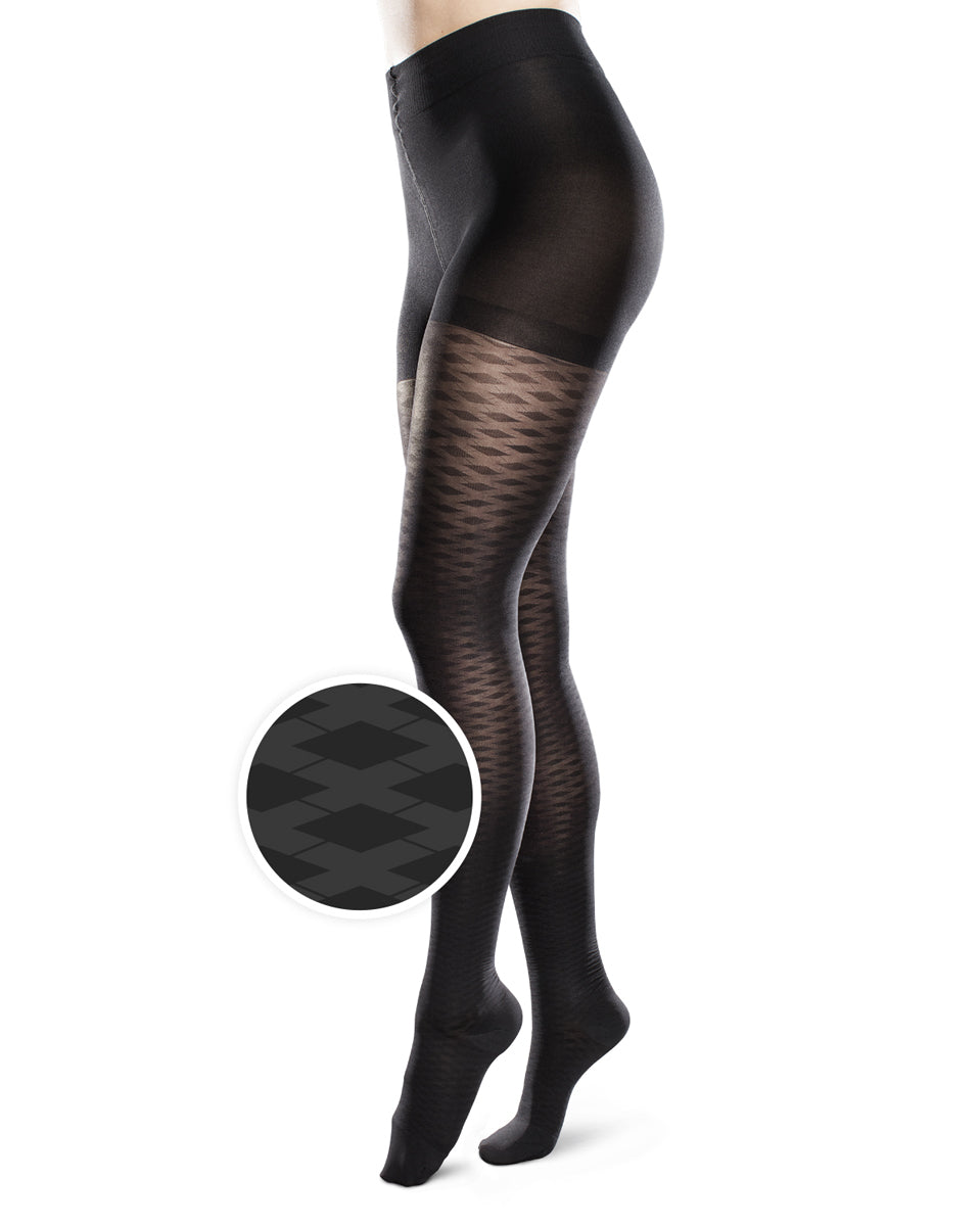 Therafirm Sheer Ease GEMUSTERTE Strumpfhose mit geschlossener Spitze für Damen, 20–30 mmHg – Ausverkauf