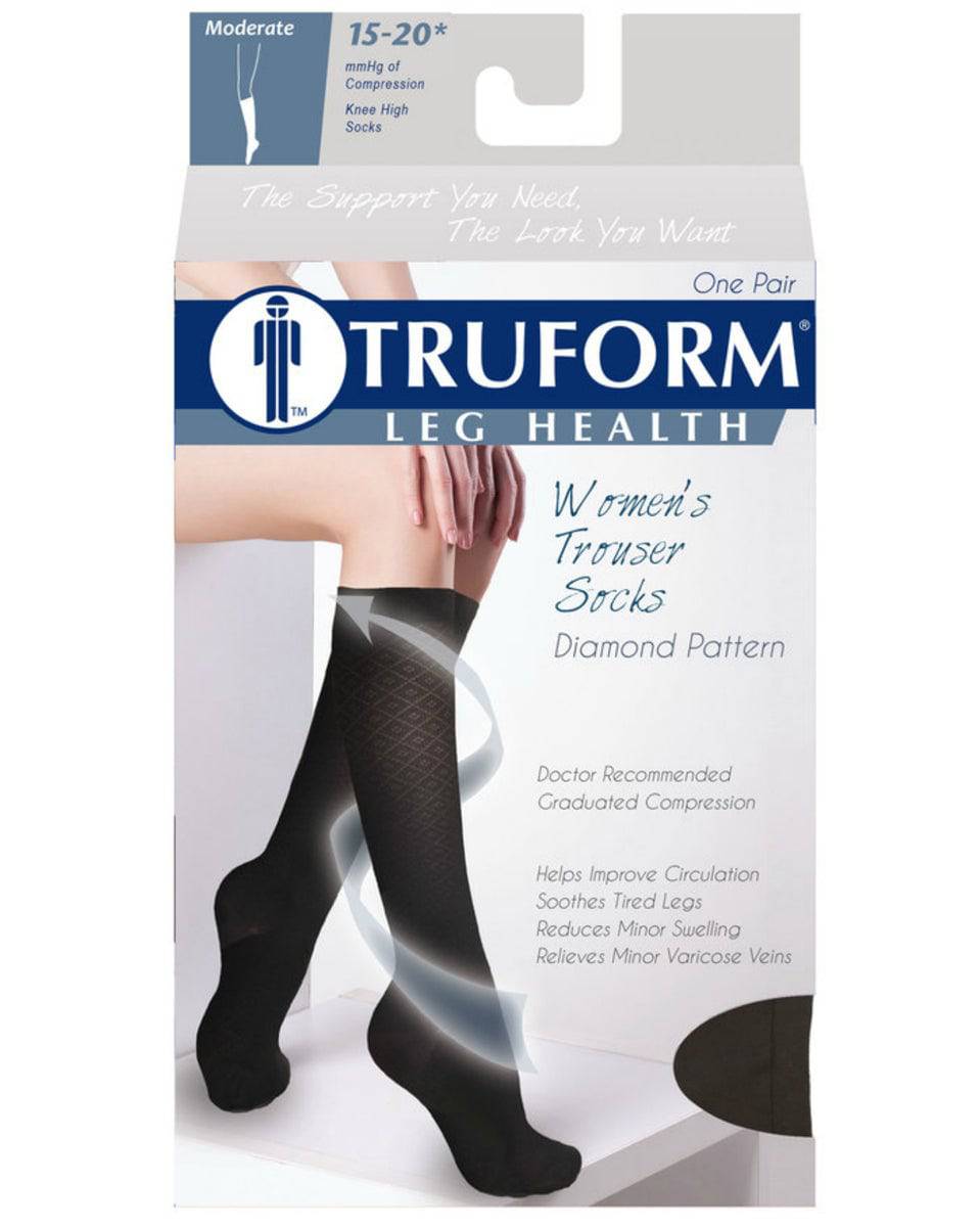 TRUFORM Damen-Hosensocken aus Rautenstrick, 15–20 mmHg