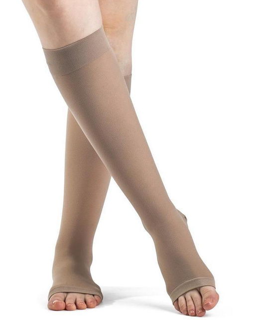 Dynaven Opaque 30-40 mmHg OPEN TOE Knee High w/ Silicone Grip Top