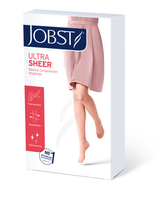 Jobst Ultrasheer Closed Toe 30-40 mmHg Thigh Highs w/ Lace Silicone Top Band
