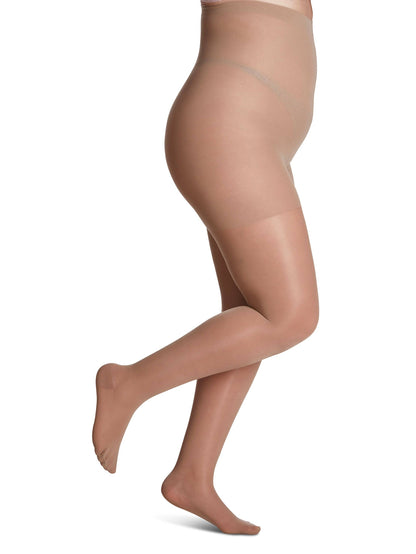 Golden knee-high socks with navy tops on a white background