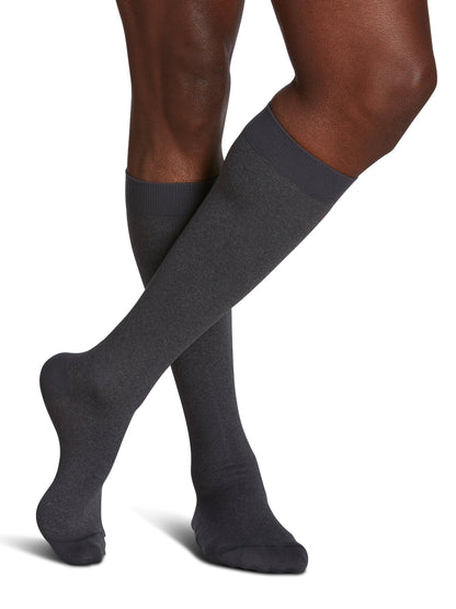  gray striped knee-high socks on a white background