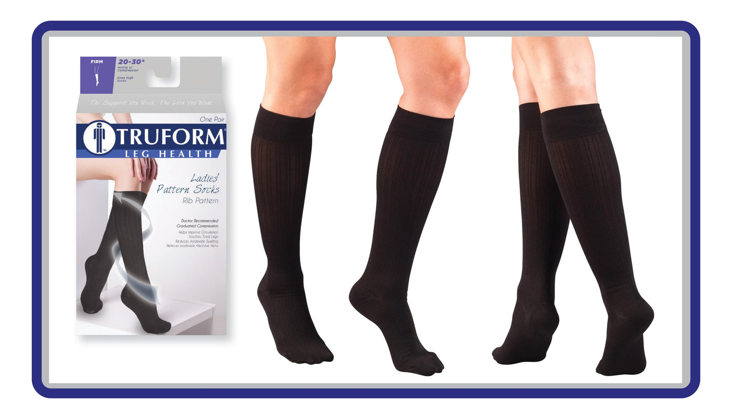 Second Skin Women's Rib Pattern Trouser Socks 20-30 mmHg