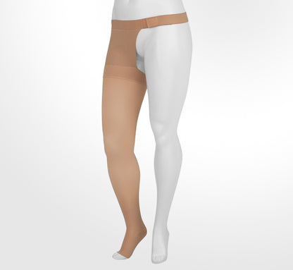 White and beige tights on a white background. Discover the Juzo Compressionsale collection of compression hosiery designed for comfort, support, and everyday wear.