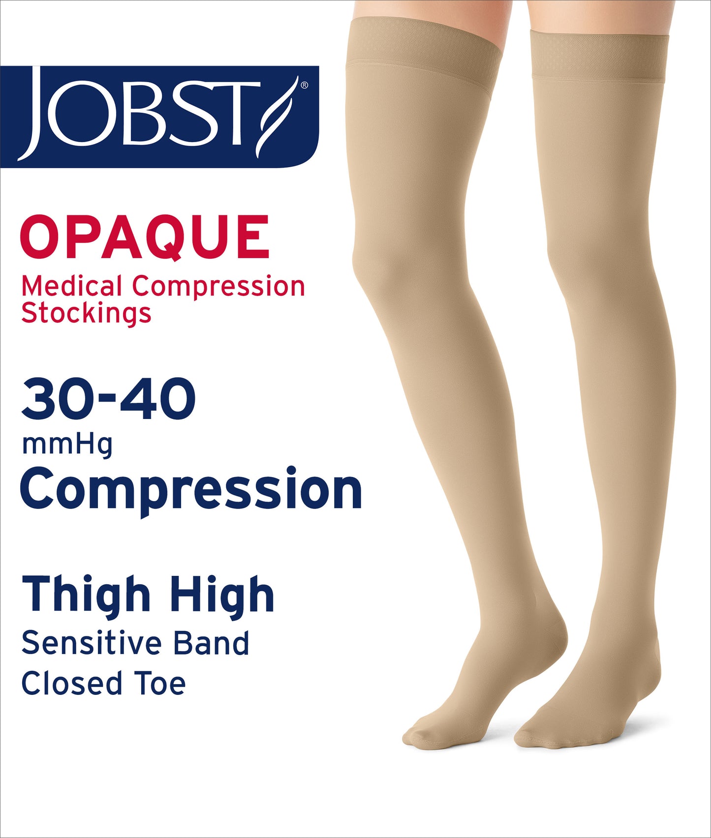 Jobst Opaque Bout Fermé Cuisse Haute Sensibilité Soutien Ferme 30-40 mmHg