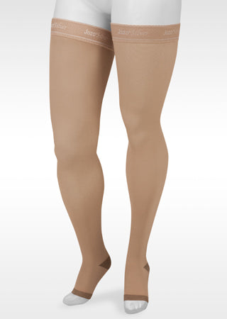 Juzo Soft Silver OPEN TOE Thigh Highs w/ Silicone Top Band 30-40 mmHg