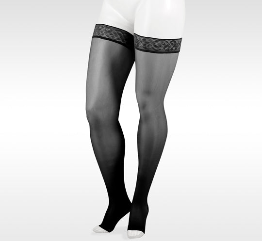 Juzo Sheer Open Toe Thigh High 20-30 mmHg w/ 3.5cm Silicone Top Band