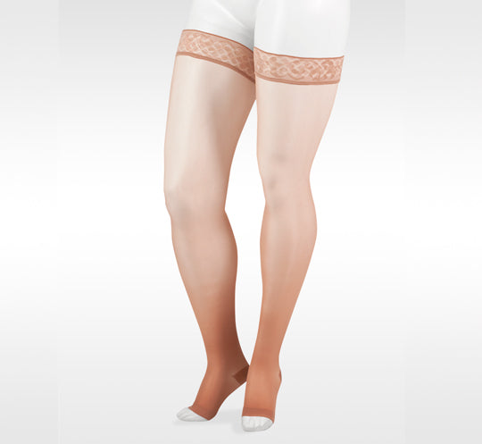 Juzo Sheer Open Toe Thigh High 20-30 mmHg w/ 3.5cm Silicone Top Band
