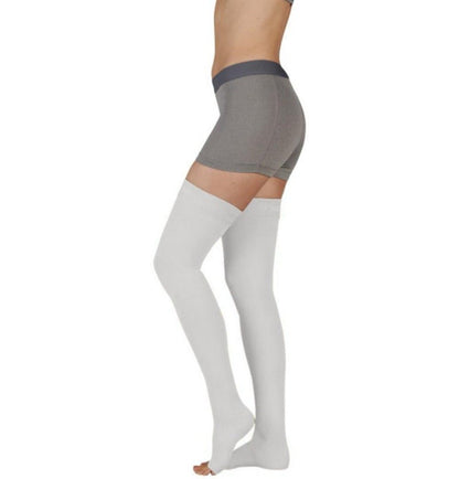 Juzo 3512 AG Dynamic Open Toe Thigh Highs w/ Silicone Top Band 30-40 mmHg | Clearance (Final Sale)
