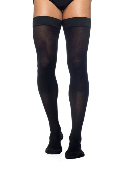 Black knee-high socks on a white background