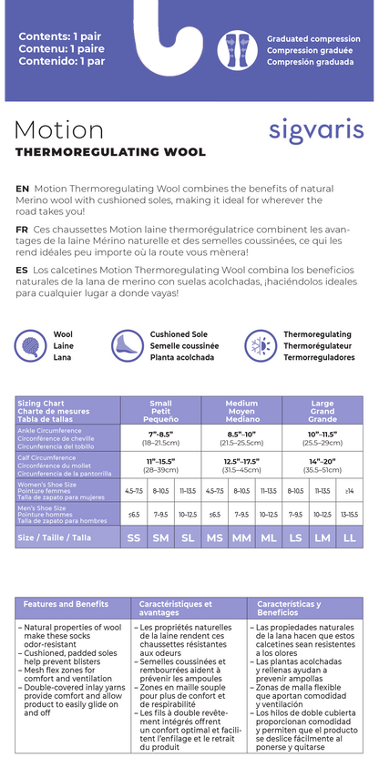 Sigvaris Motion Thermoregulating Wool packaging, back
