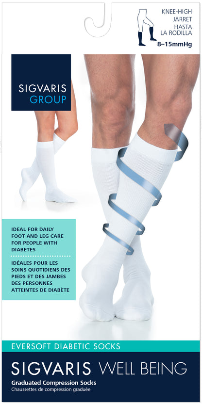 Sigvaris Eversoft diabetic socks packaging with compression design on a white background