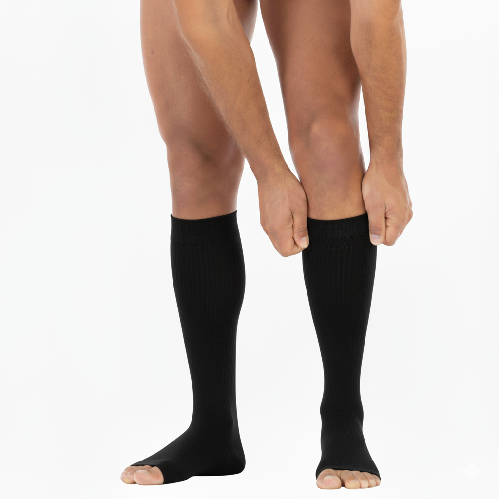 Jobst Herren-Kniestrümpfe mit offener Zehenpartie, 30–40 mmHg