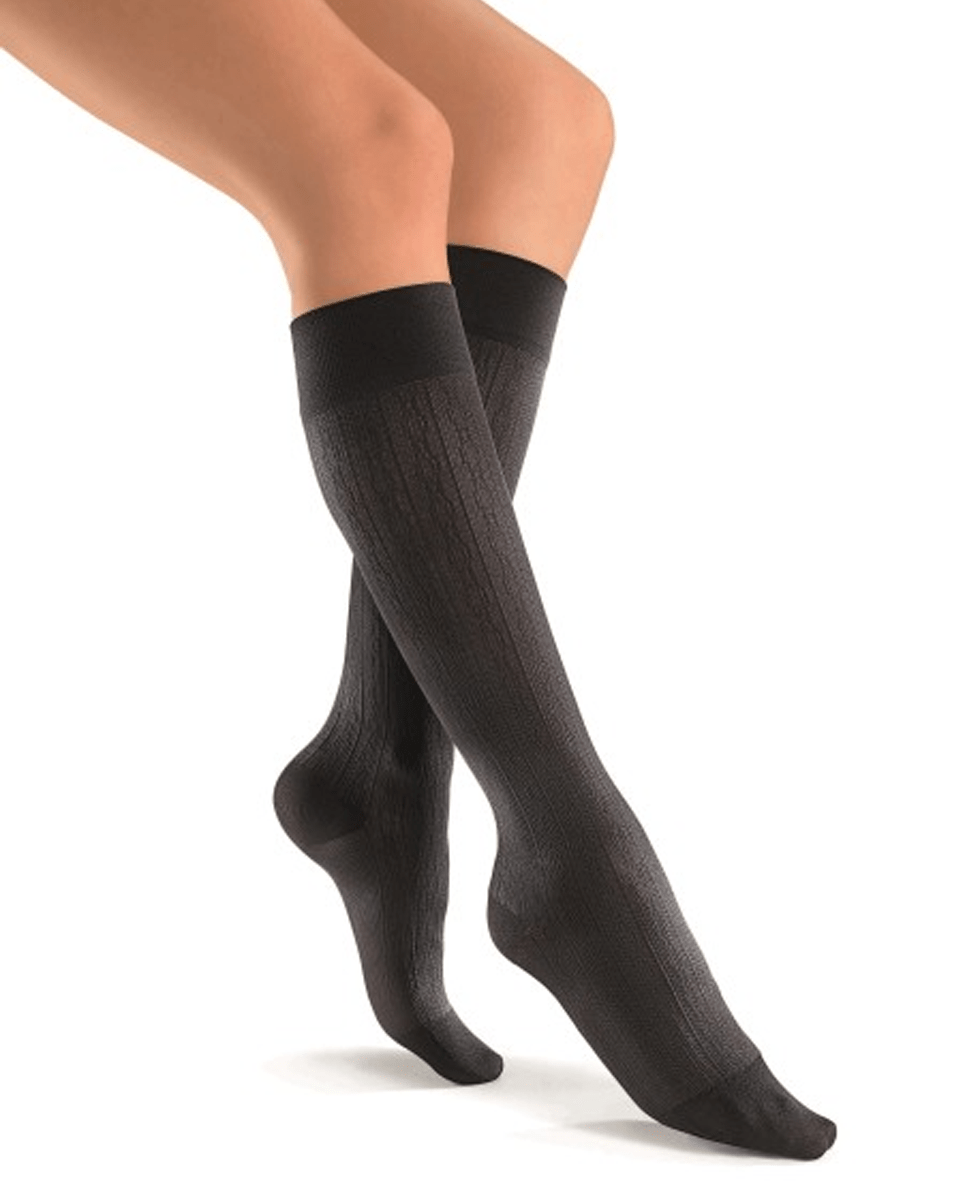 Jobst soSoft Women's Knee High Closed Toe Brocade & Ribbed Pattern Support Socks 8-15 mmHg