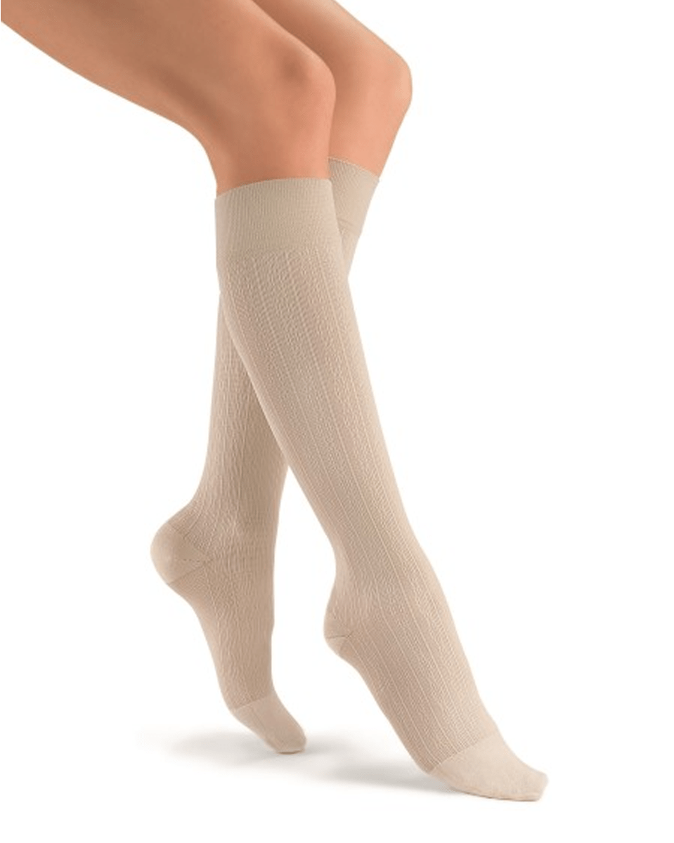 Jobst soSoft Women's Knee High Closed Toe Brocade & Ribbed Pattern Support Socks 8-15 mmHg