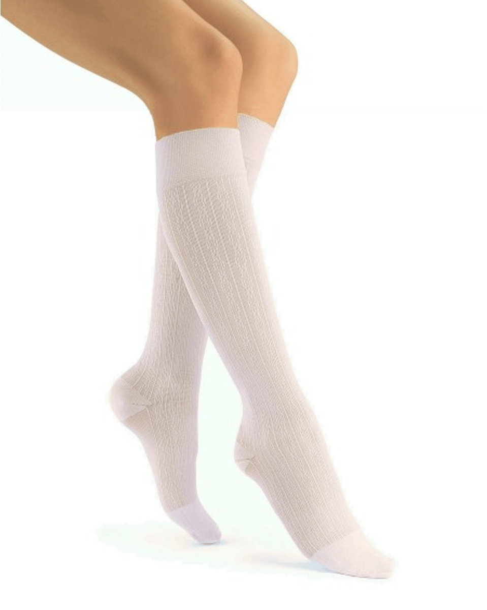 Jobst soSoft Women's Knee High Closed Toe Brocade & Ribbed Pattern Support Socks 8-15 mmHg