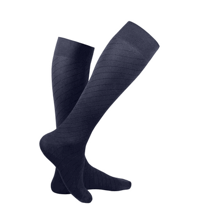 Pair of brown knee-high socks on a white background