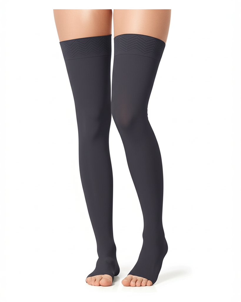 Jobst Opaque Maternity Zigzag Silicone Band OPEN TOE 20-30 mmHg Thigh High