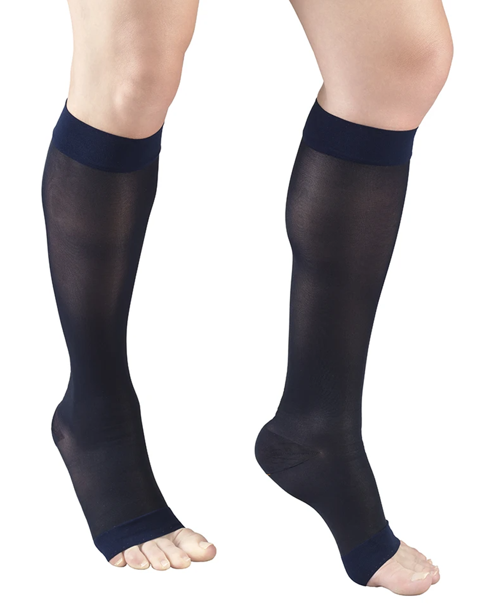 TRUFORM LITES 8-15 mmHg Knee High Open Toe Support Stockings - Navy