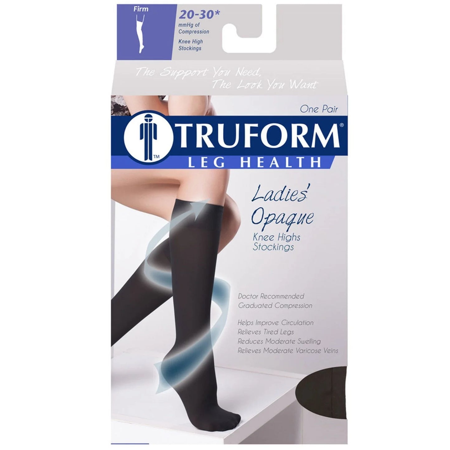 Truform leg health stocking packaging on a white background