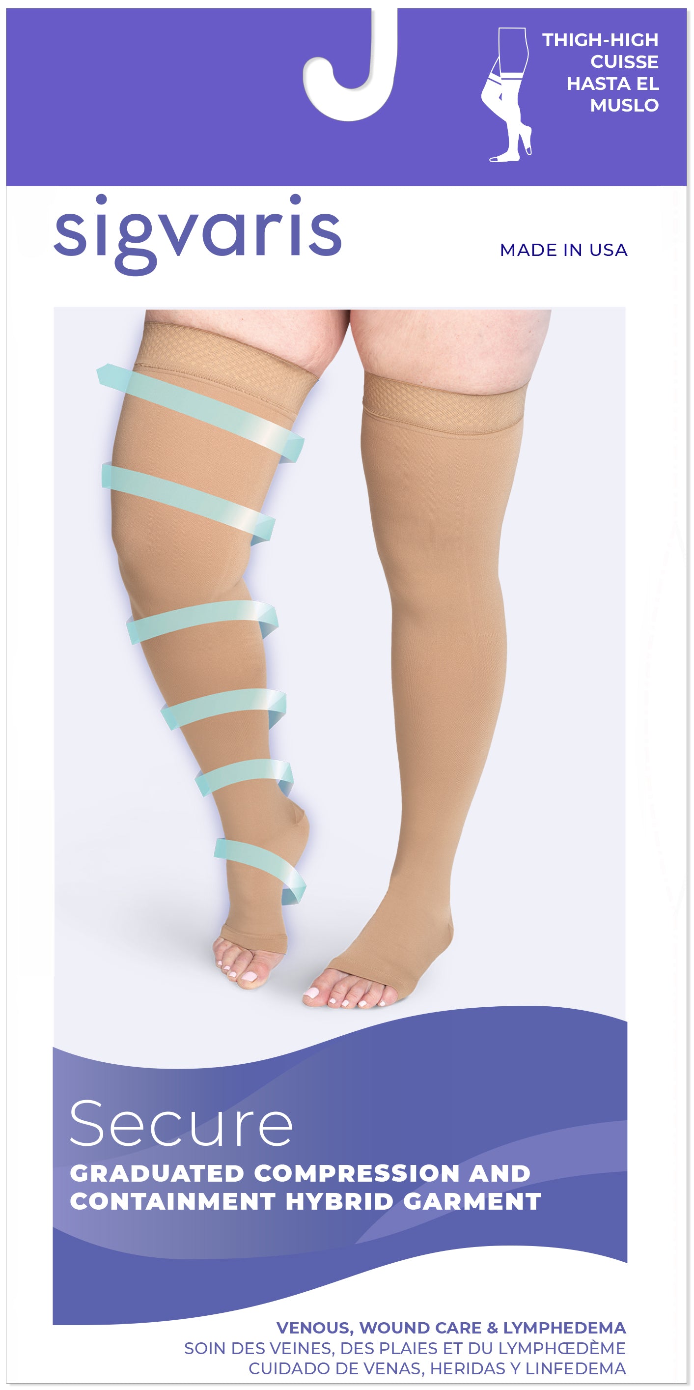 Sigvaris Secure Unisex Open Toe Thigh High 40-50 mmHg