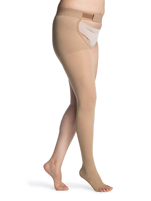 Sigvaris Opaque (Formerly 860 Select Comfort) Women's Thigh High w/ Waist Attachment  20-30mmHg-Open Toe