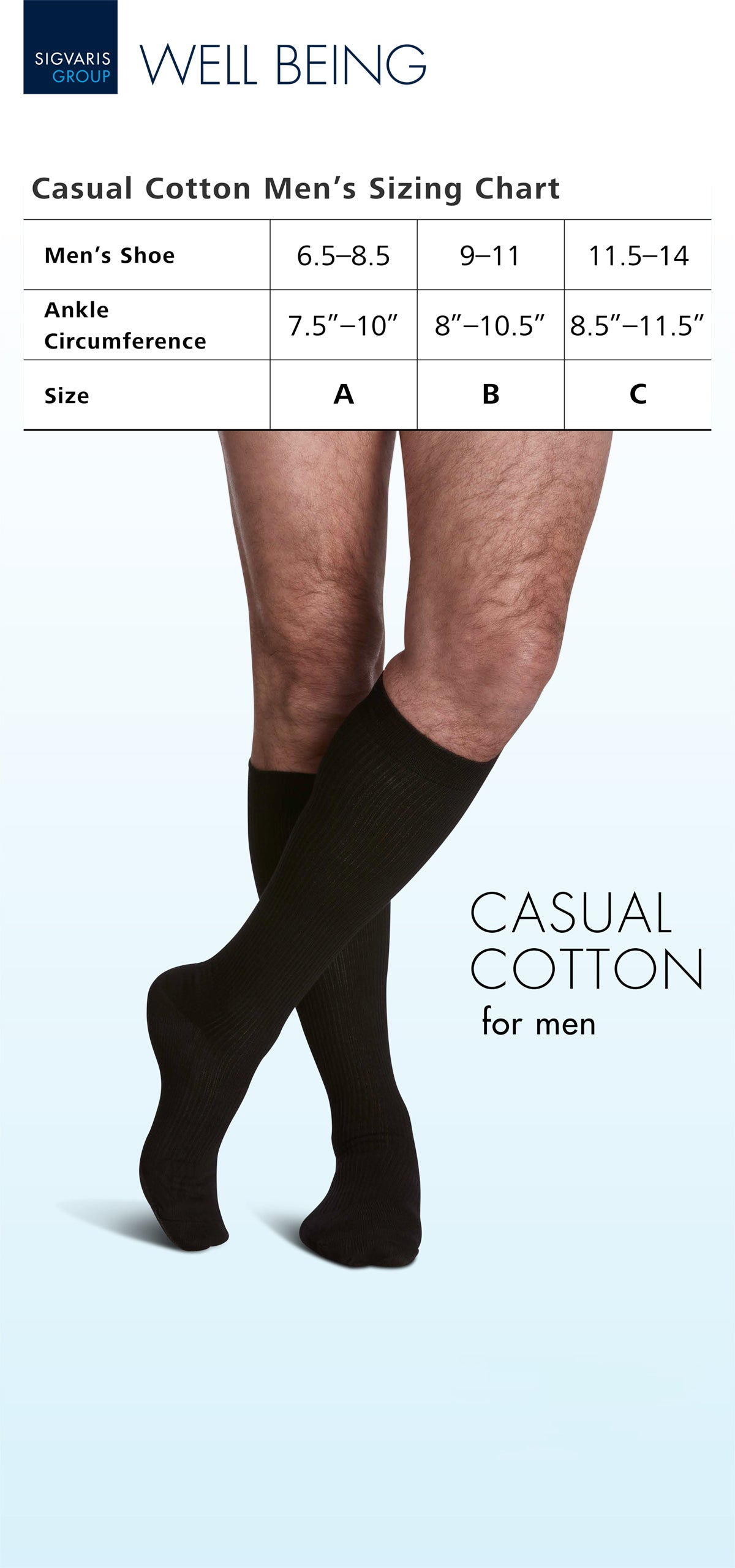 Sigvaris Casual Cotton Men's Knee High 15-20 mmHg