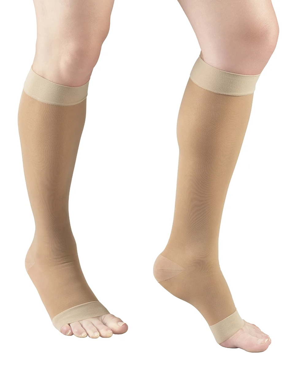 TRUFORM LITES 8-15 mmHg Knee High Open Toe Support Stockings - Silky Beige