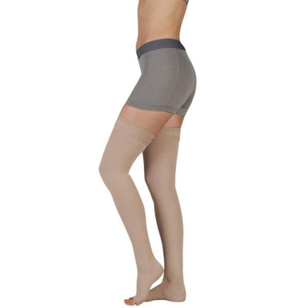 Juzo 3512 AG Dynamic Open Toe Thigh Highs w/ Silicone Top Band 30-40 mmHg | Clearance (Final Sale)
