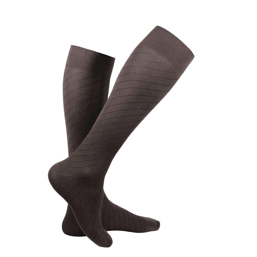 Pair of brown knee-high socks on a white background