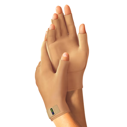 Beige fingerless glove on a transparent background