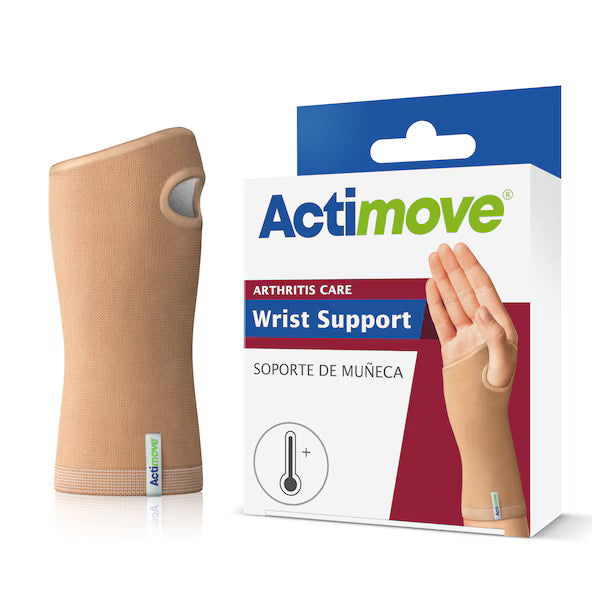 Actimove wrist support with packaging on a white background