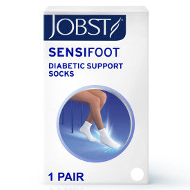 Box of Jobst Sensifoot Diabetic Support Socks on a white background
